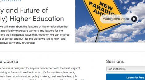 Home page of online course about technology and higher education.
